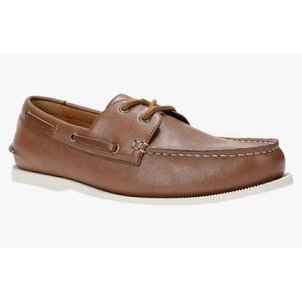 Clubroom Mens Brown Comfort Elliot Round Toe Lace-Up Boat Shoes